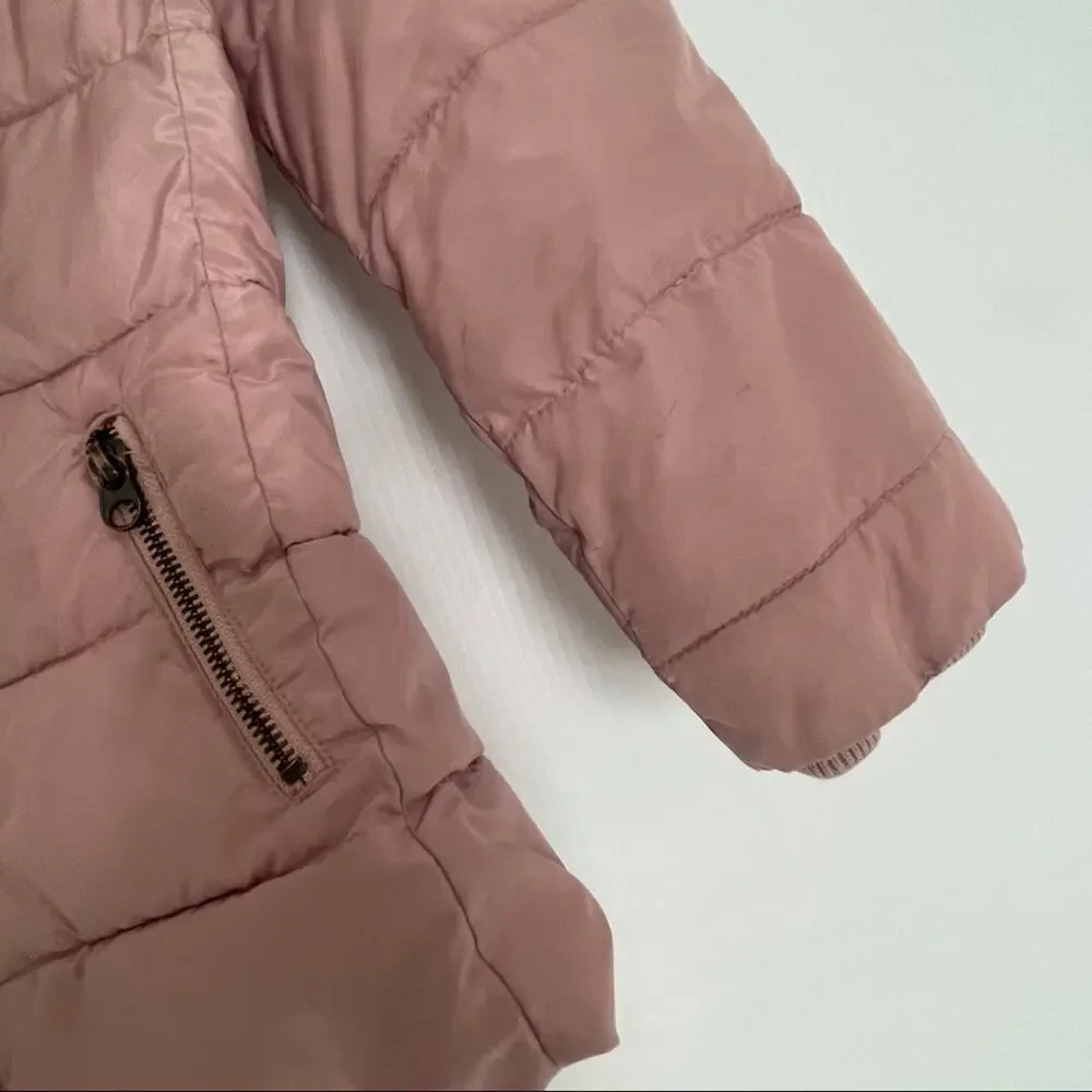 Gap Kids girls blush pink asymmetrical zip quilted puffer jacket